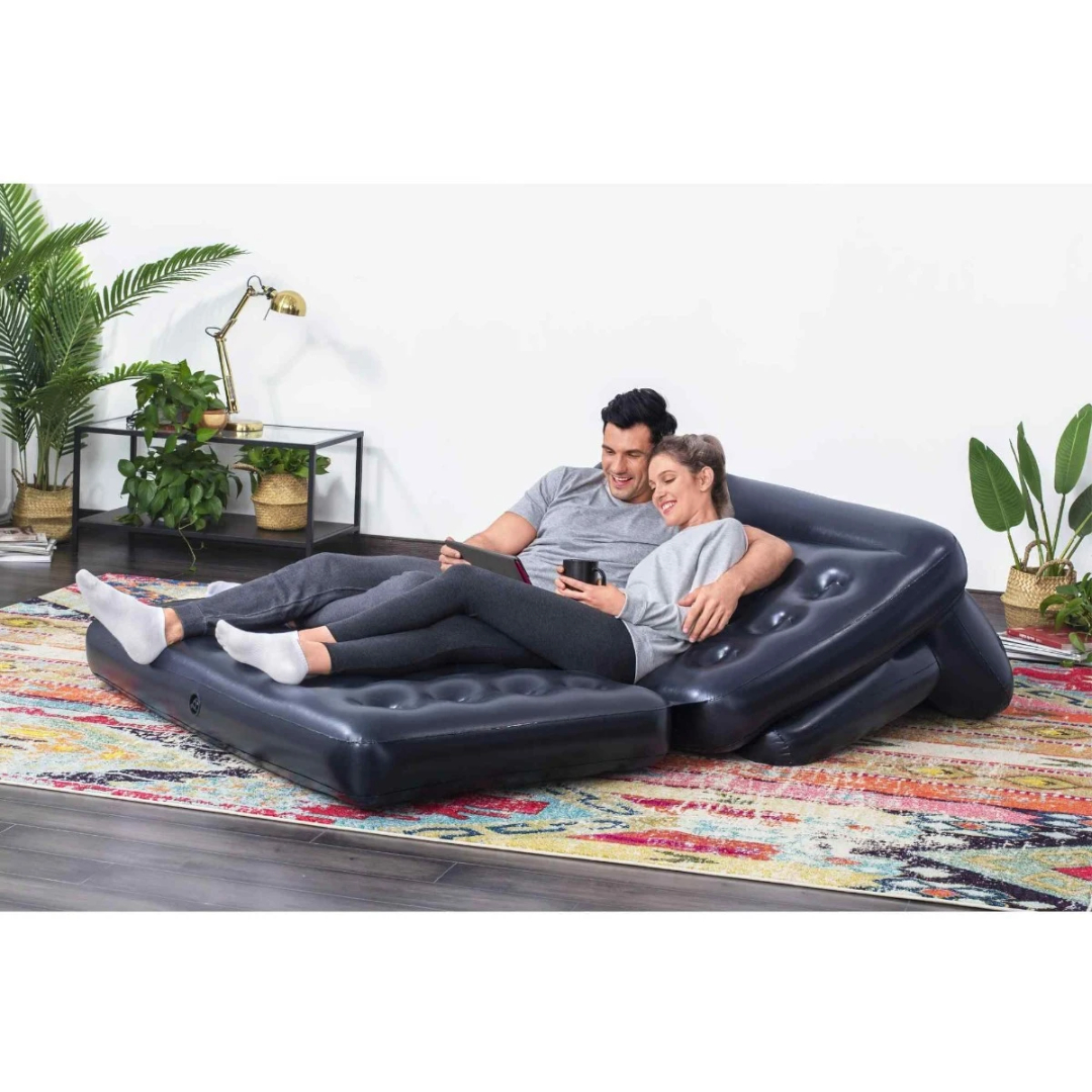 Canapea gonflabilă 5 în 1 Bestway M25-93, interior și aer liber, negru, PVC, 1.88 m x 1.52 m x 64 cm, greutatea maximă 300 kg - thumbs image 5