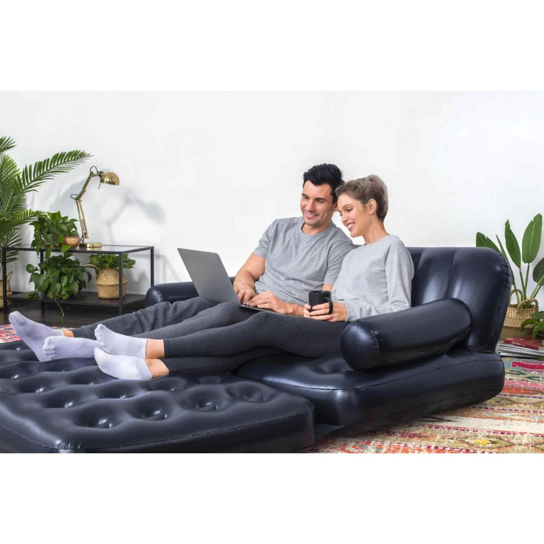 Canapea gonflabilă 5 în 1 Bestway M25-93, interior și aer liber, negru, PVC, 1.88 m x 1.52 m x 64 cm, greutatea maximă 300 kg - thumbs image 4