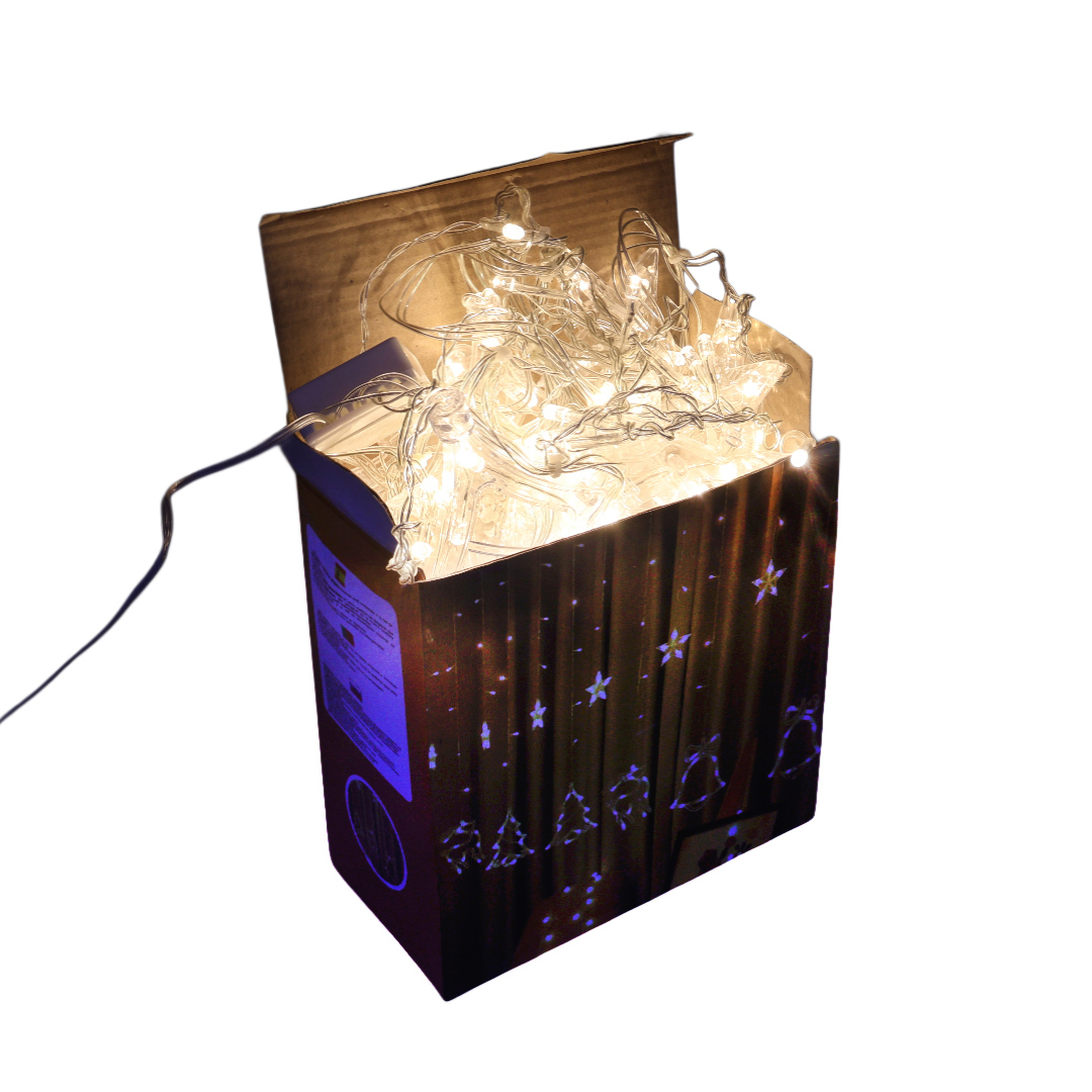 Ghirlandă XNH-025 cerb-brad-stele-clopoței, lumină caldă, 300x30 cm