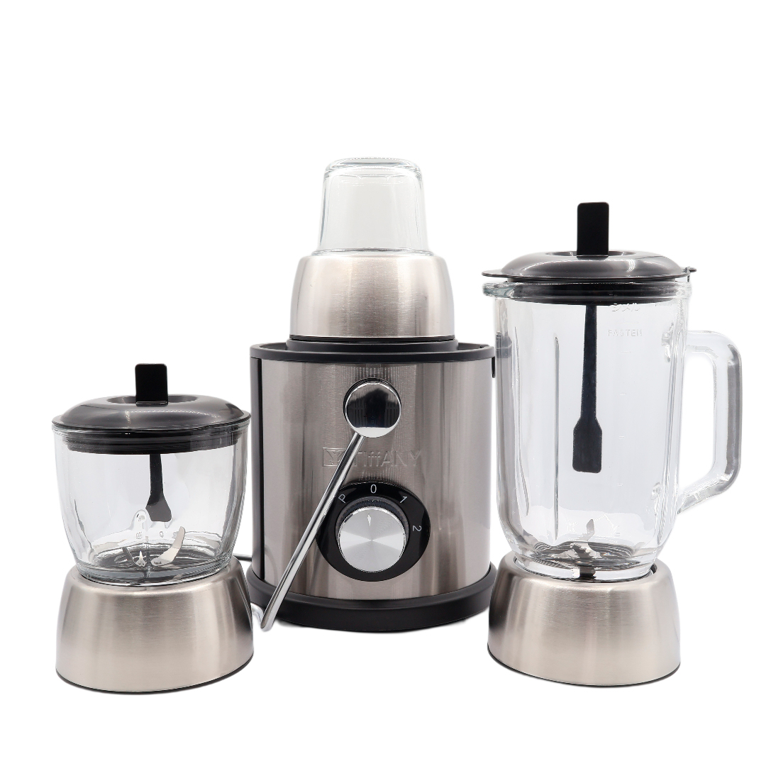 Blender robot multifuncțional 4 în 1 Tiffany, TF-9006, argintiu, plastic și oțel inoxibil, Storcător de suc, Blender, Tocător, Râșniță de cafea, 1800 W - thumbs image 3
