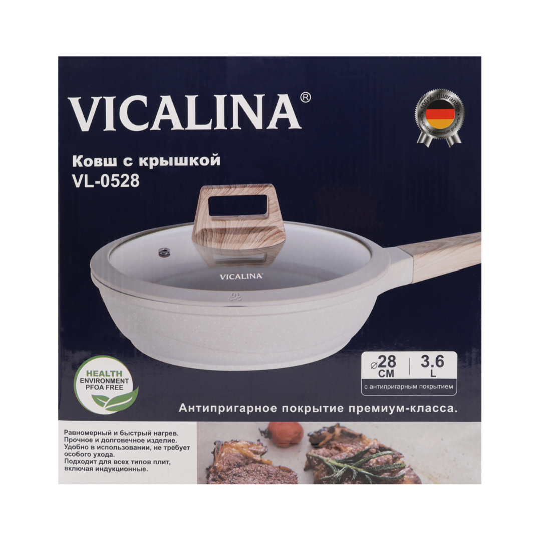 Tigaie Vicalina VL-0528, acoperire ceramică, 28 cm, cu capac, 3.6 L - thumbs image 3