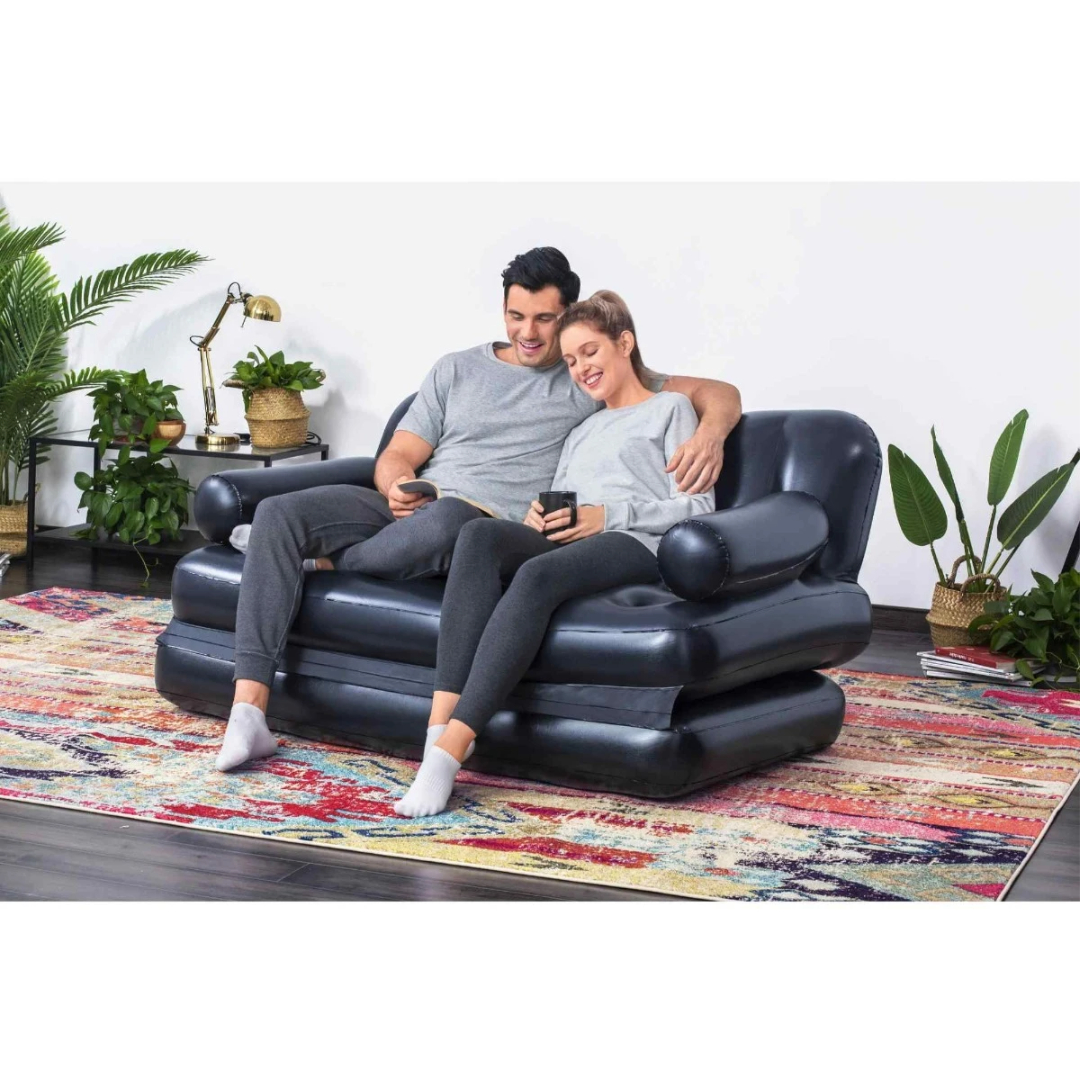 Canapea gonflabilă 5 în 1 Bestway M25-93, interior și aer liber, negru, PVC, 1.88 m x 1.52 m x 64 cm, greutatea maximă 300 kg - thumbs image 3