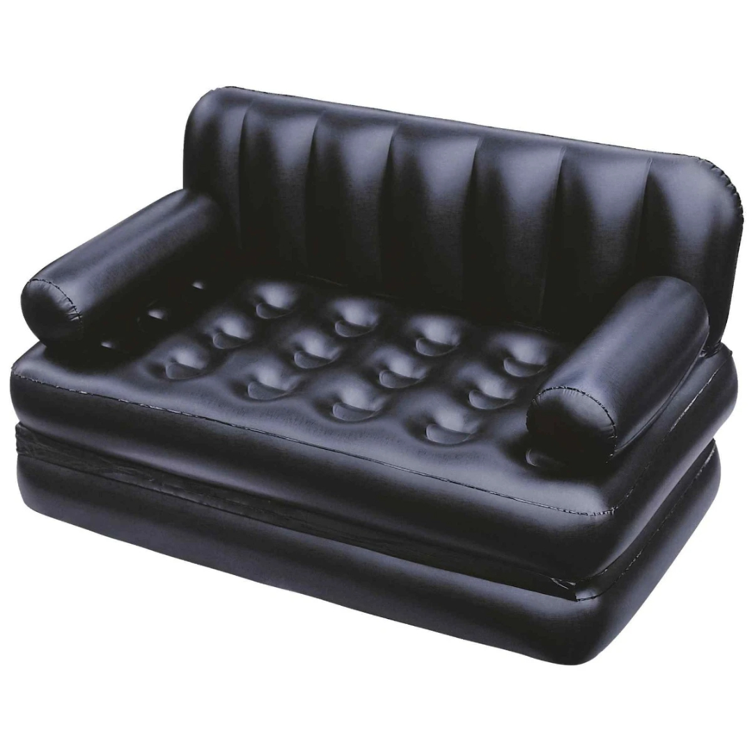Canapea gonflabilă 5 în 1 Bestway M25-93, interior și aer liber, negru, PVC, 1.88 m x 1.52 m x 64 cm, greutatea maximă 300 kg