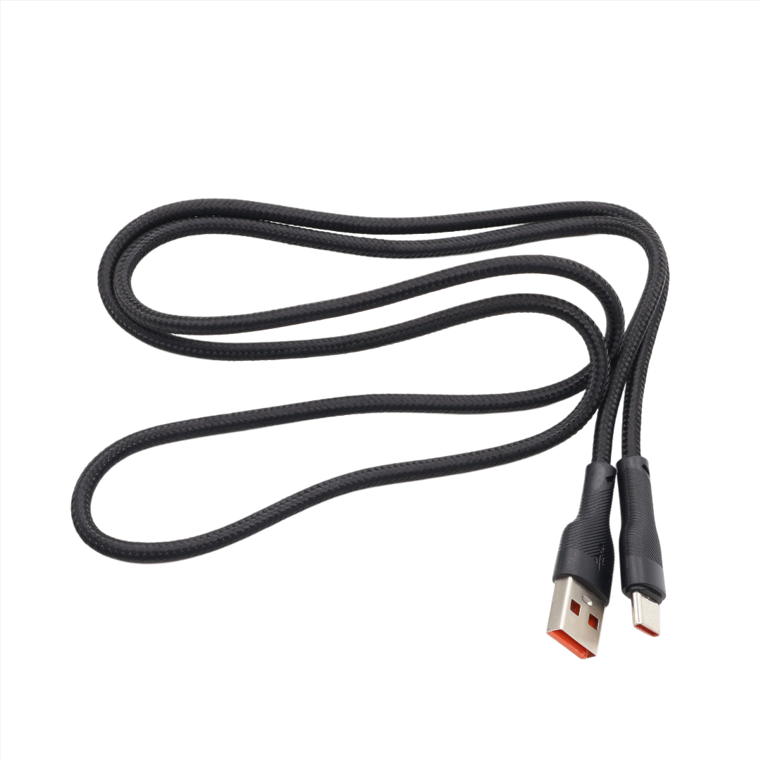 Cablu de încărcare și date Kakusiga KSC-991, 5 A, USB Type-A / USB Type-C, Fast Charging, textil împletit, 1 m