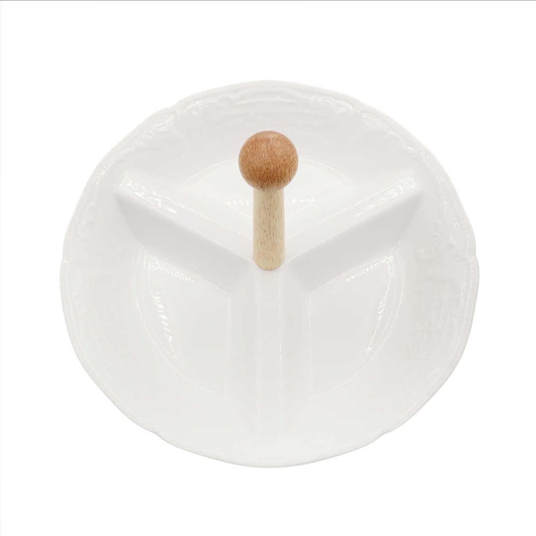 Platou pentru gustări M26-217, 3 secțiuni, ceramică, 25 x 15.5 cm - thumbs image 2