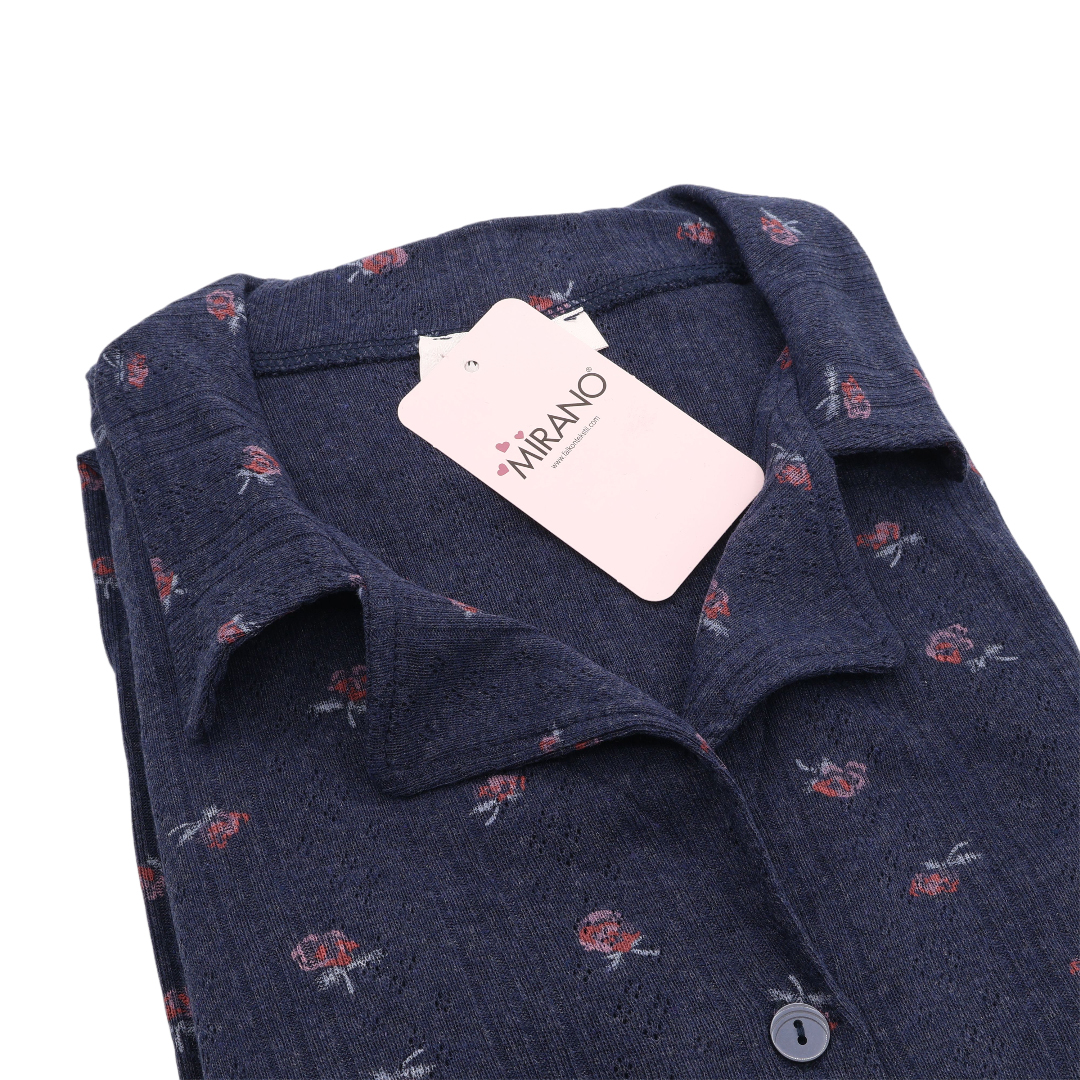 Pijama pentru dame Mirano, maiou cu pantaloni, 1713, negru cu flori roz, M-L-XL - thumbs image 2