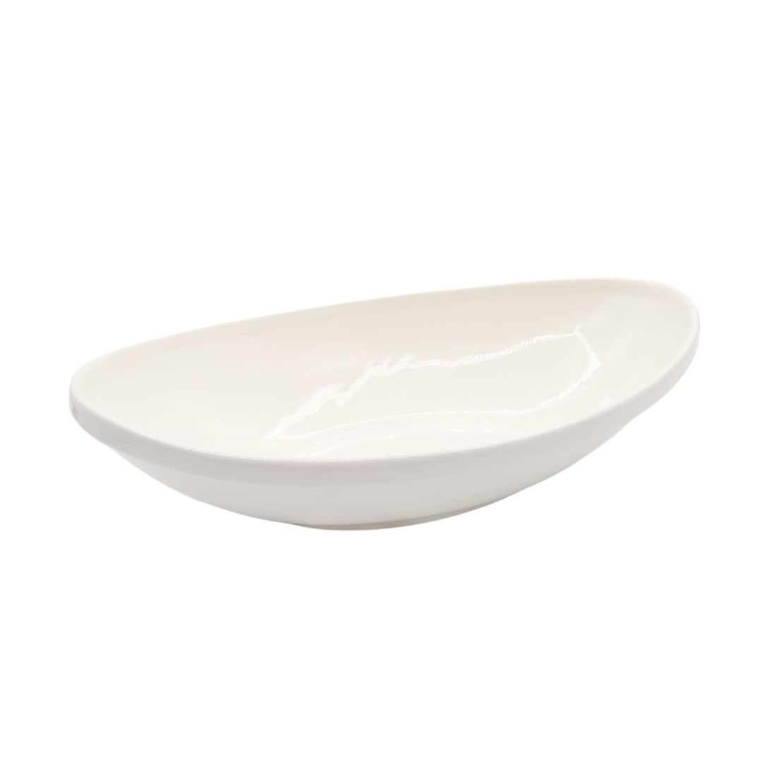 Platou pentru servire adânc M26-241, ceramică, alb, 31 x 17.5 x 7.7 cm