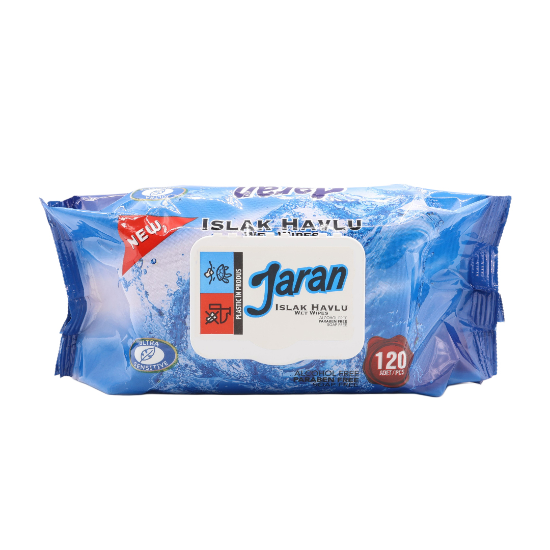 Șervetele umede Jaran, 120 bucați, cu capac, fără alcool, paraben și săpun