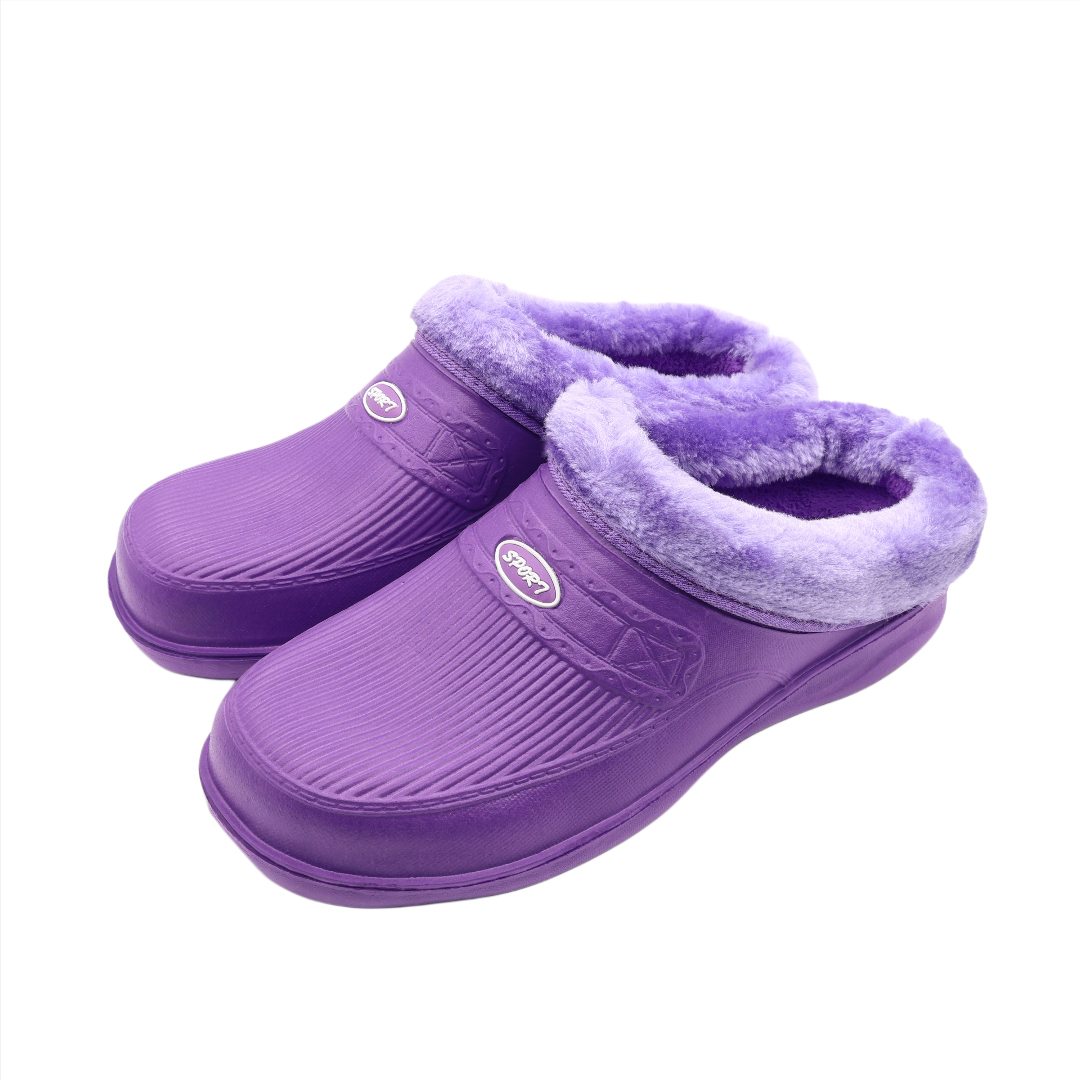 Galoși pentru dame M25-168, profil jos, cu blană, PVC, violet, mărimea 37 -  42
