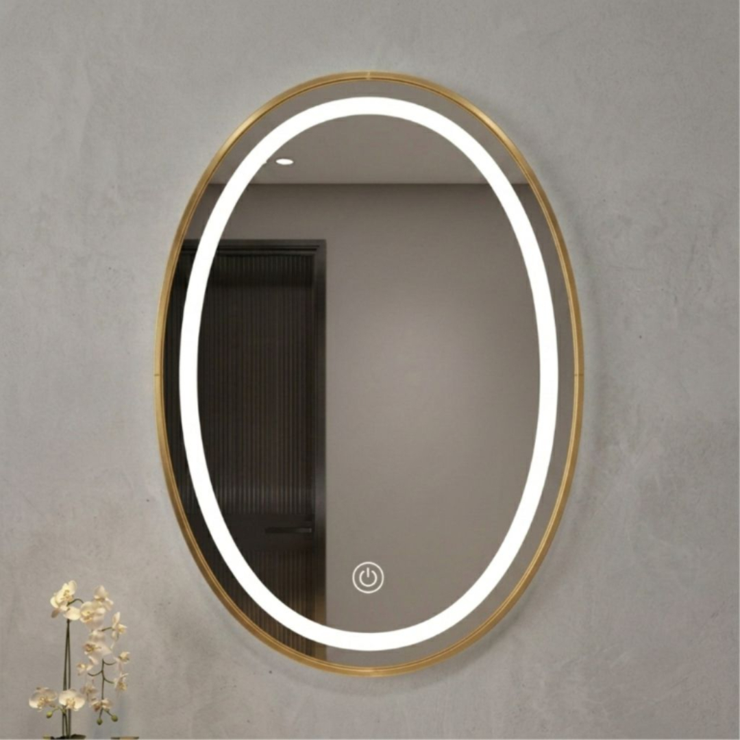 Oglindă cu iluminare LED, M24-190, ovală, 60 x 40 cm, pe perete