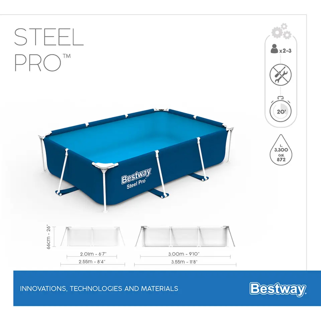 Piscină cu cadru metalic Bestway M25-70, albastru, supraterană, PVC și fier galvanizat 3300 L, 3.00м x 2.01м x 66см - thumbs image 4