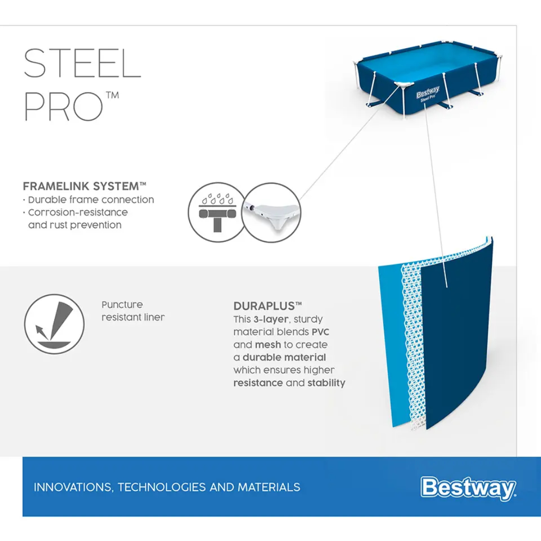Piscină cu cadru metalic Bestway M25-70, albastru, supraterană, PVC și fier galvanizat 3300 L, 3.00м x 2.01м x 66см - thumbs image 3