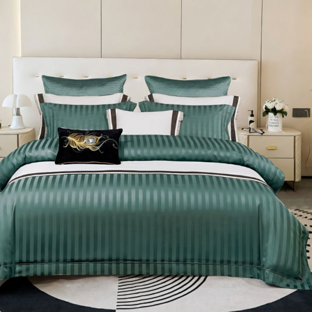 Set lenjerie de pat Candie's, M24-69, set 4 piese, 230 x 250 cm, multicolor - Verde
