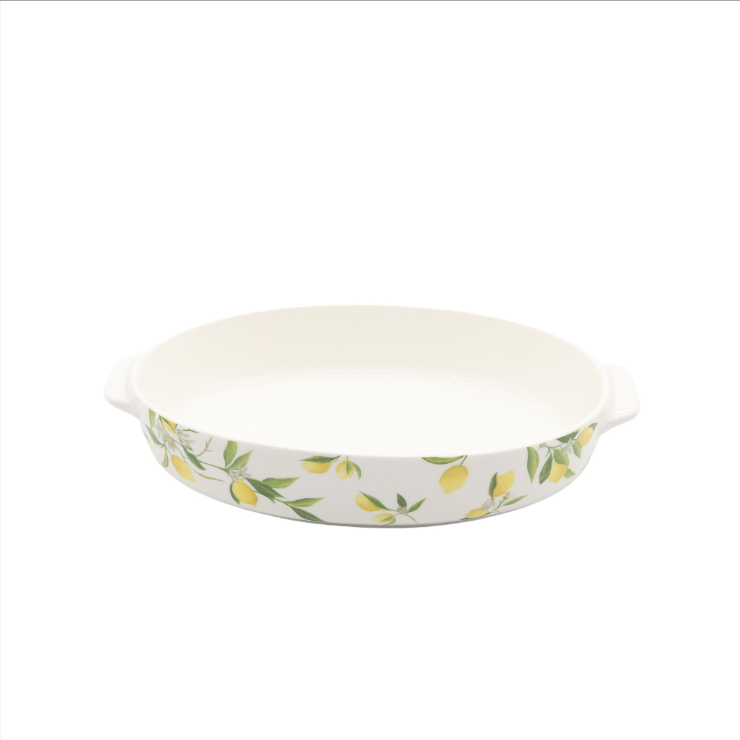 Tavă pentru copt M26-189, ceramică, imprimeu lamâie, oval, 1100 ml, 30 x 18.6 x 7 cm