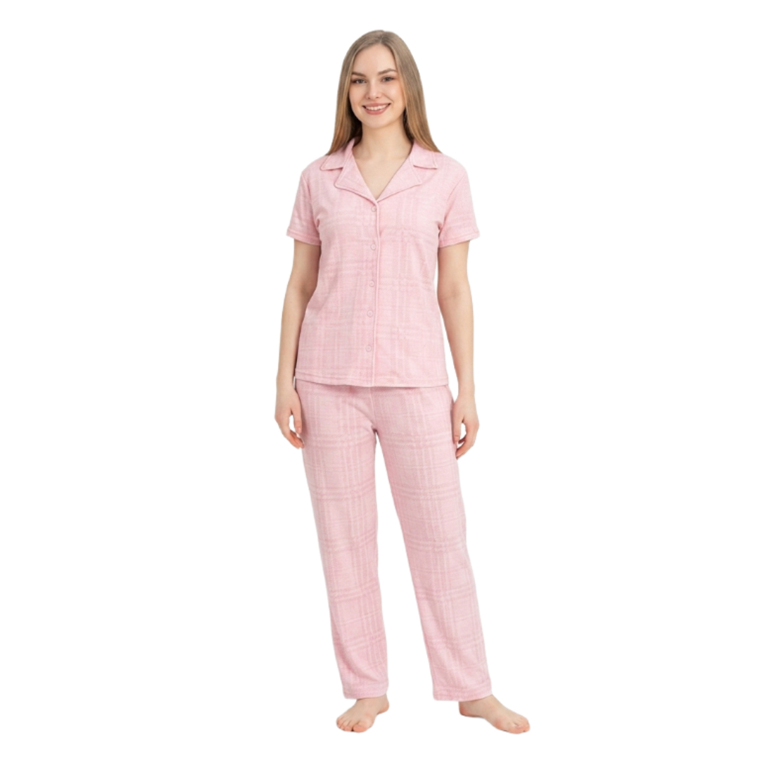 Pijama pentru dame Mirano, maiou cu pantaloni, 1717, roz carouri, M-L-XL