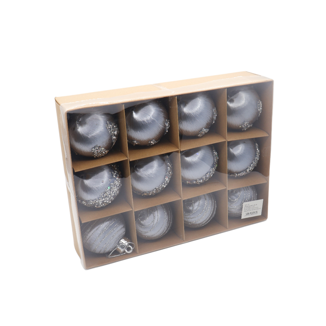 Set 12 buc. globuri decorative M23-91, catifea, multicolor