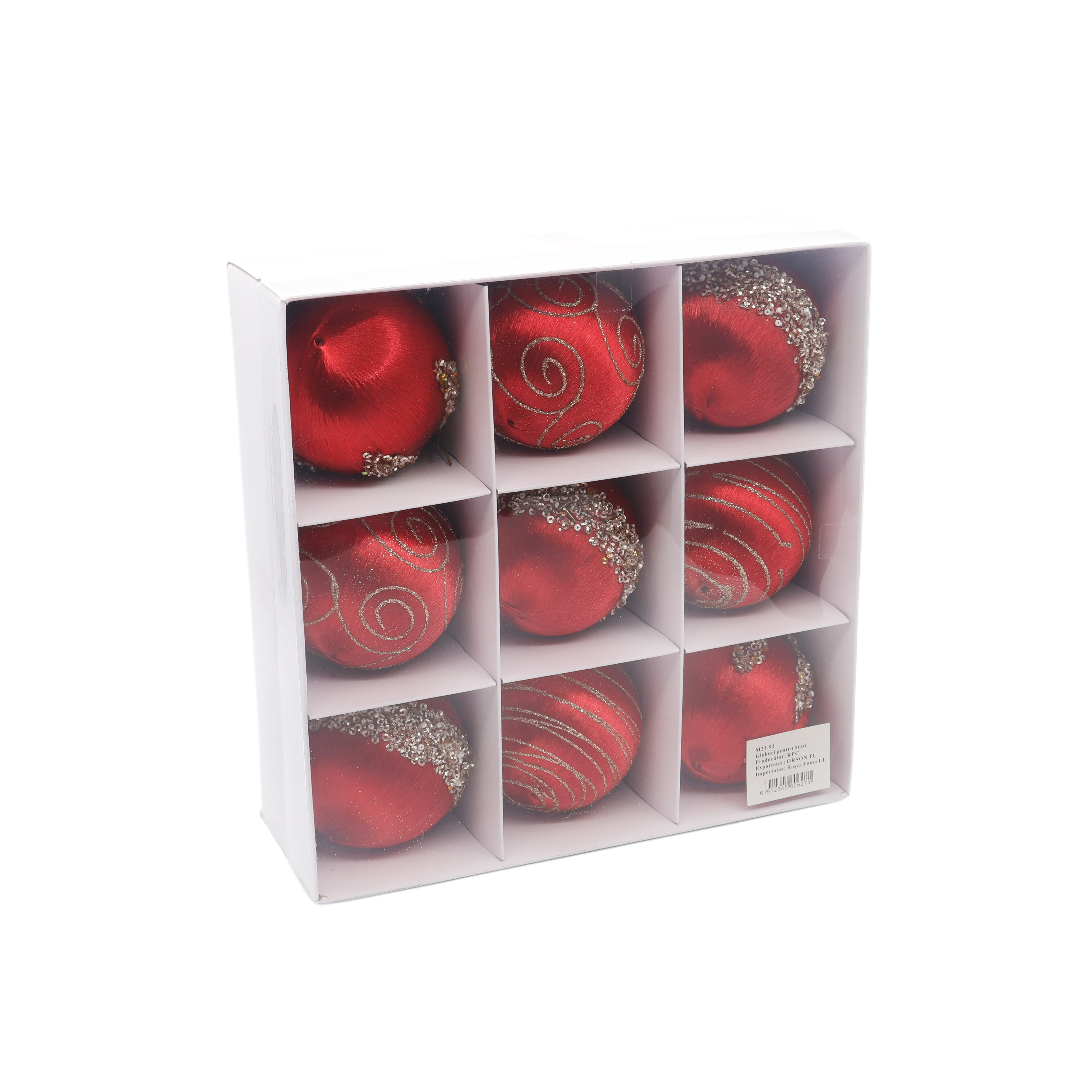 Set 9 buc. globuri decorative M23-92, catifea, multicolor