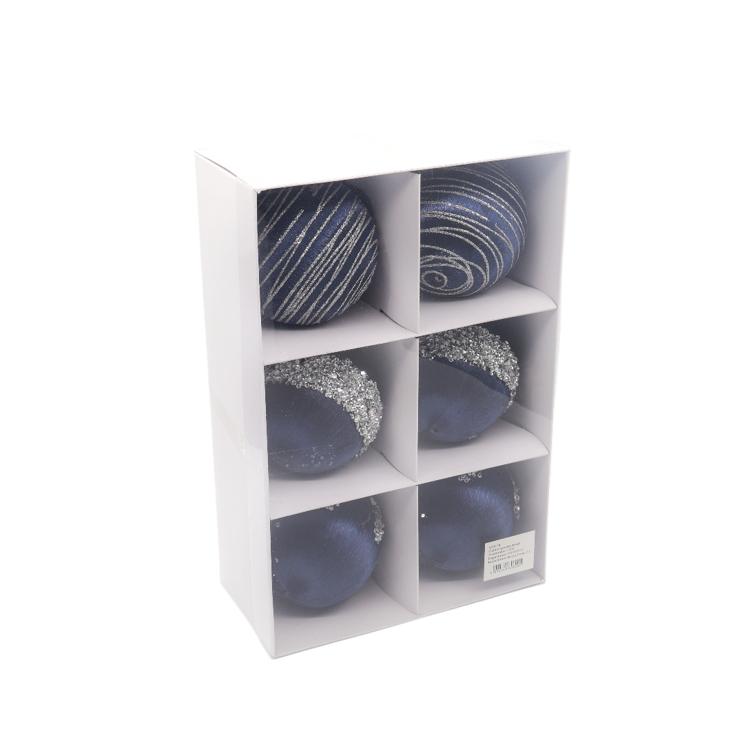 Set 6 buc. globuri decorative M23-94, catifea, multicolor - Albastru închis