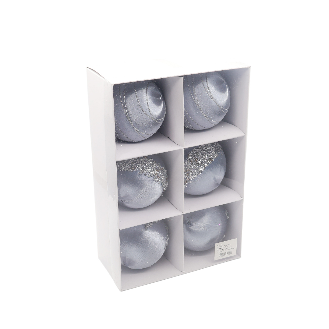 Set 6 buc. globuri decorative M23-94, catifea, multicolor - Gri