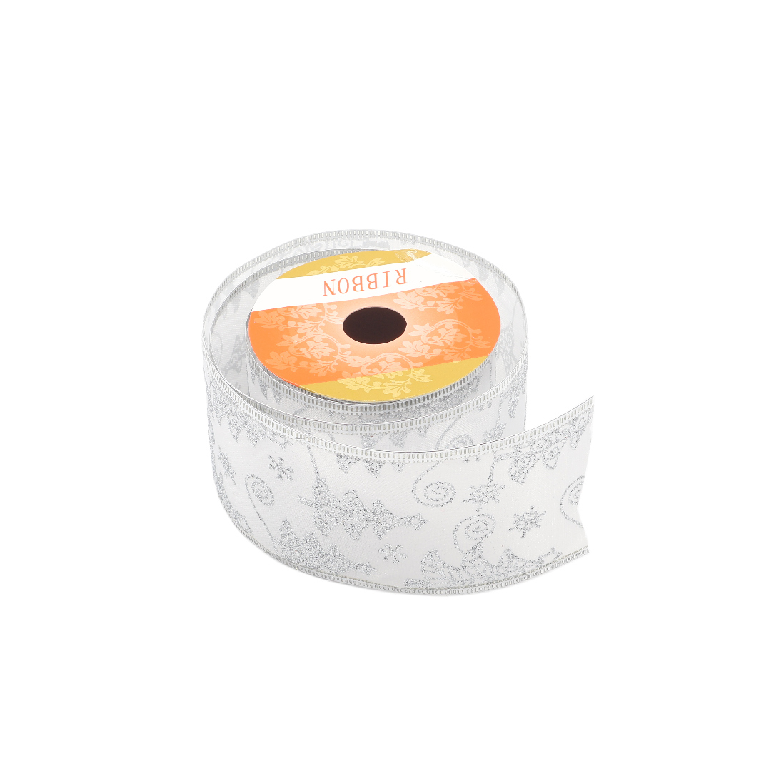 Bandă decorativă de Crăciun M23-112, multicolor - Argintiu