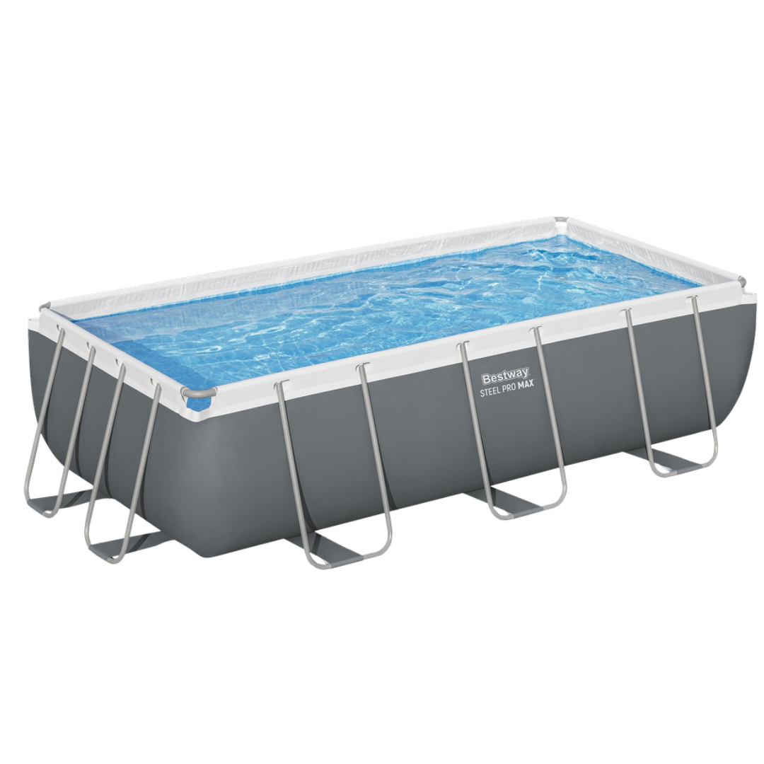 Piscină cu cadru metalic Bestway M25-66, gri, supraterană, cu pompa de filtrare + scara, 6478 L,  4.04 m x 2.01 m x 1.00 m - thumbs image 2