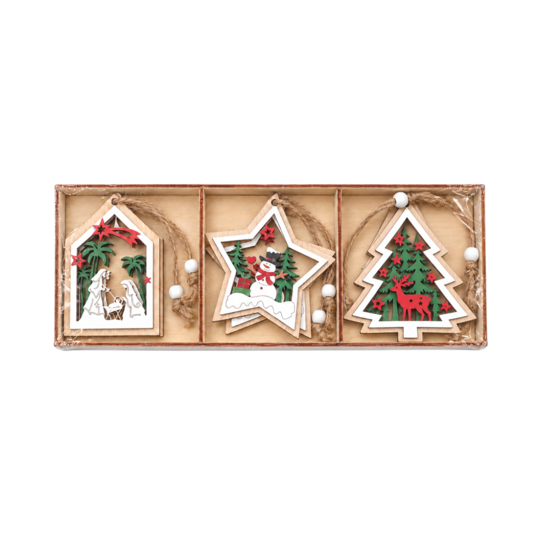 Set decorațiuni pentru brad M26-64, lemn