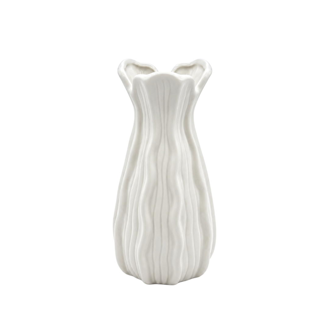 Vază pentru flori M26-335, ceramică, multicolor, 19.8 x 9.5 cm - Alb