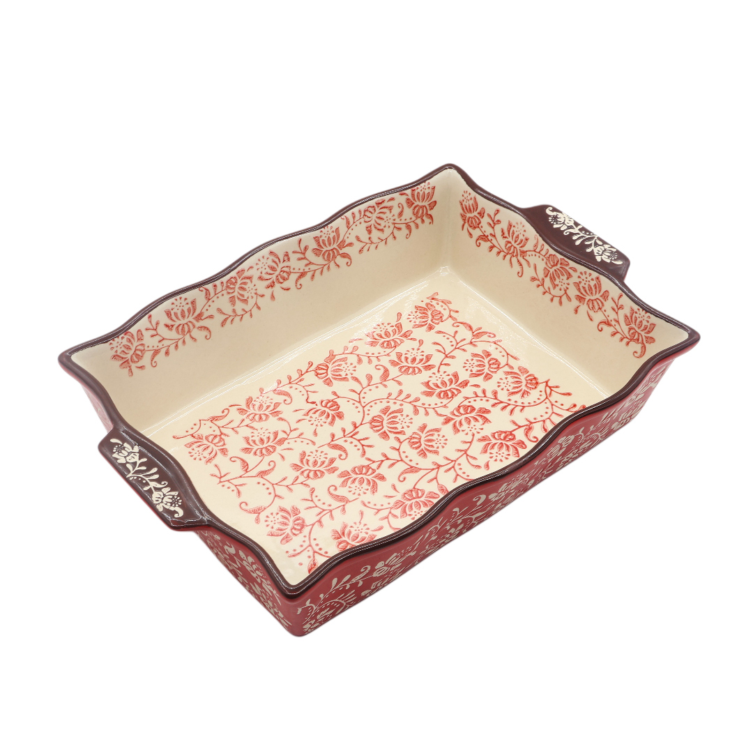 Tavă pentru copt M21-107, ceramică, bordo, 27x18.9x6 cm