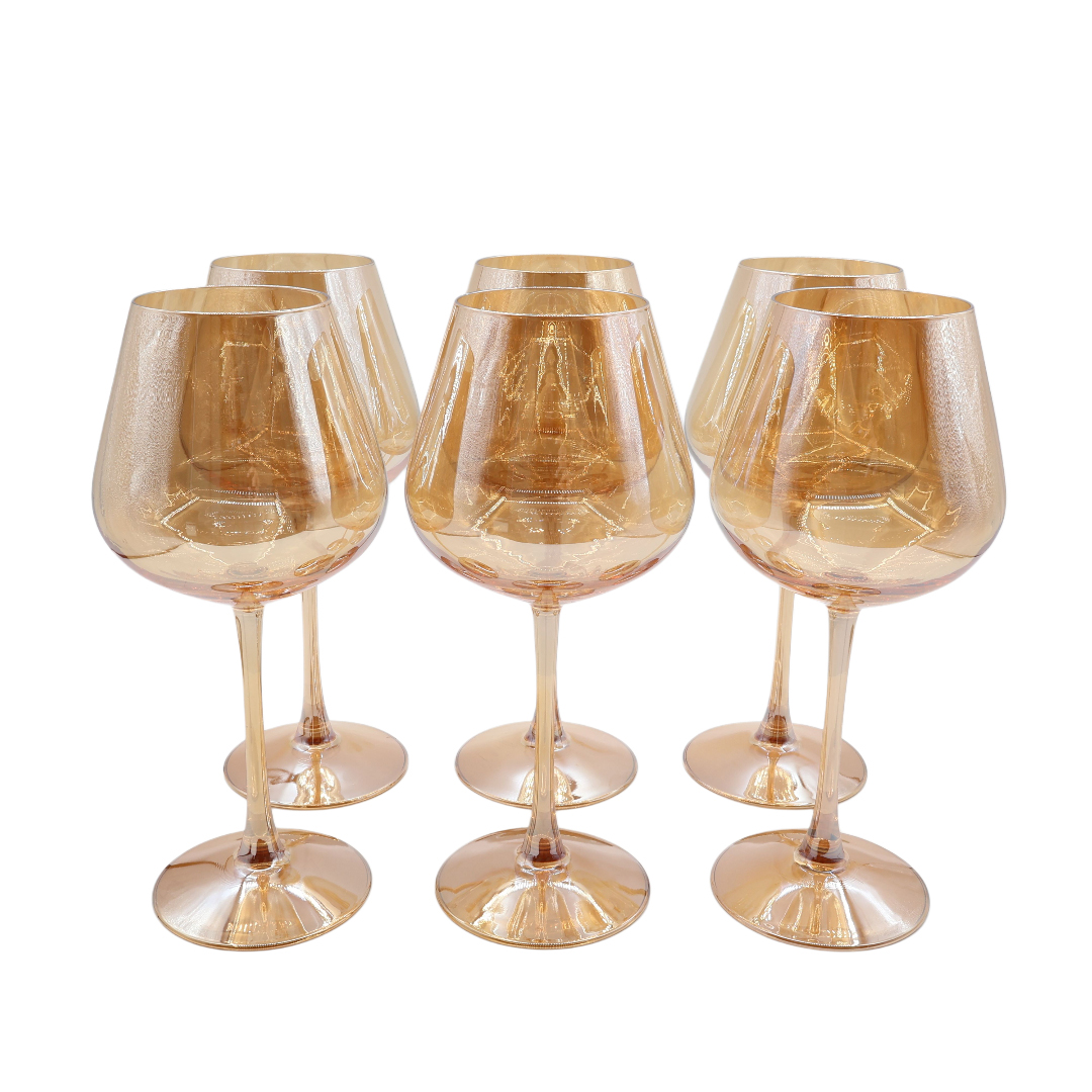 Set 6 pahare pentru vin M21-331-1, aurii, sticlă sodocalcică, 520 ml - thumbs image 2