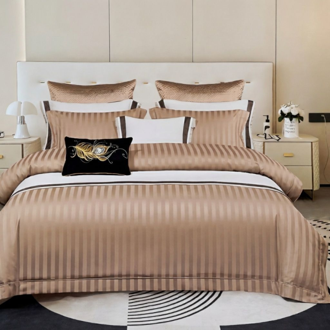 Set lenjerie de pat Candie's, M24-69, set 4 piese, 230 x 250 cm, multicolor - Cappuccino