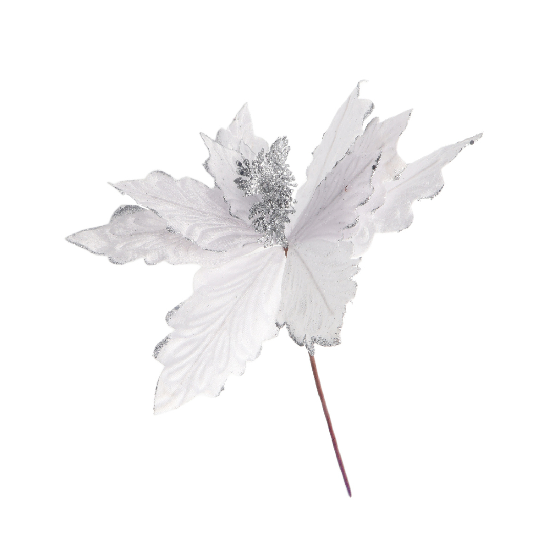 Floare decorativă M21-271, argintiu, 35 cm