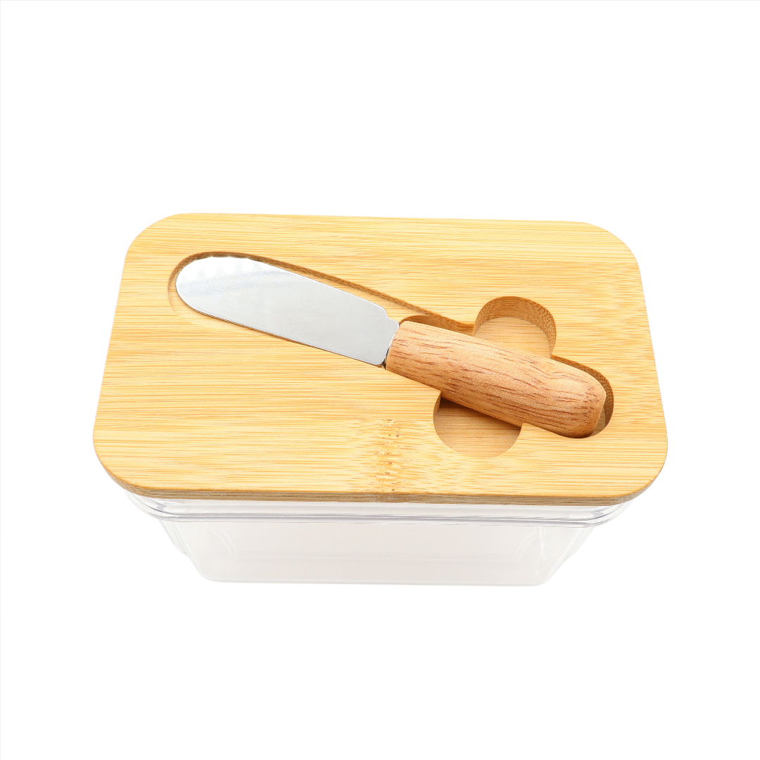 Untieră cu capac din bambus și lopățică M27-80, plastic, 12 x 7 x 7.5 cm - thumbs image 2