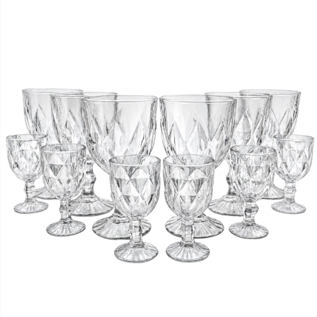 Set 6 + 6 pahare de vin și tărie, M27-173, transparent, sticlă, 300 ml, 60 ml - thumbs image 2