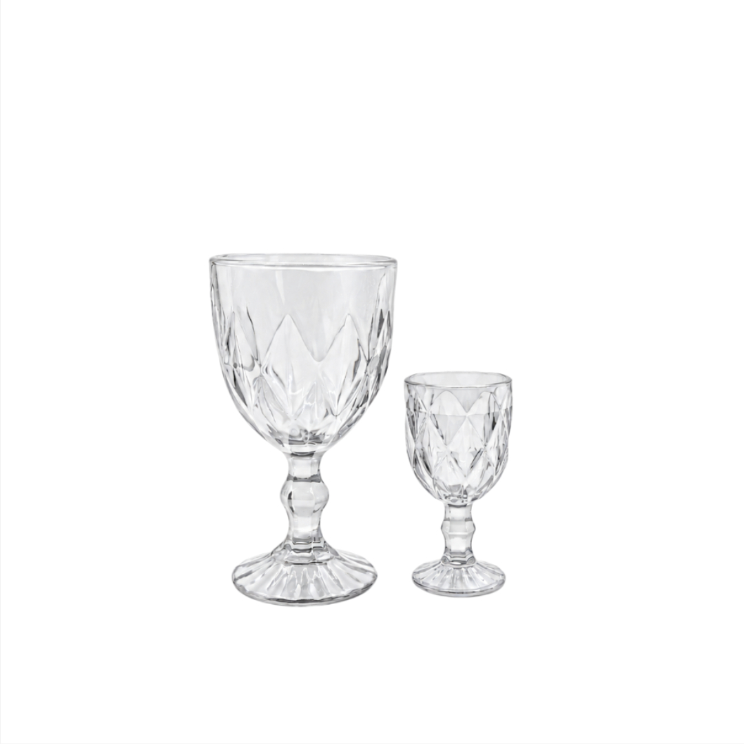 Set 6 + 6 pahare de vin și tărie, M27-173, transparent, sticlă, 300 ml, 60 ml