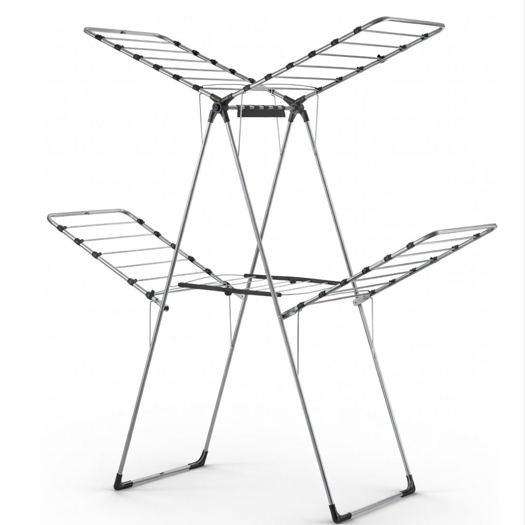 Uscător de rufe NEFERTITI M-265, metal, argintiu, cu 2 nivele, capacitatea de 25 m,