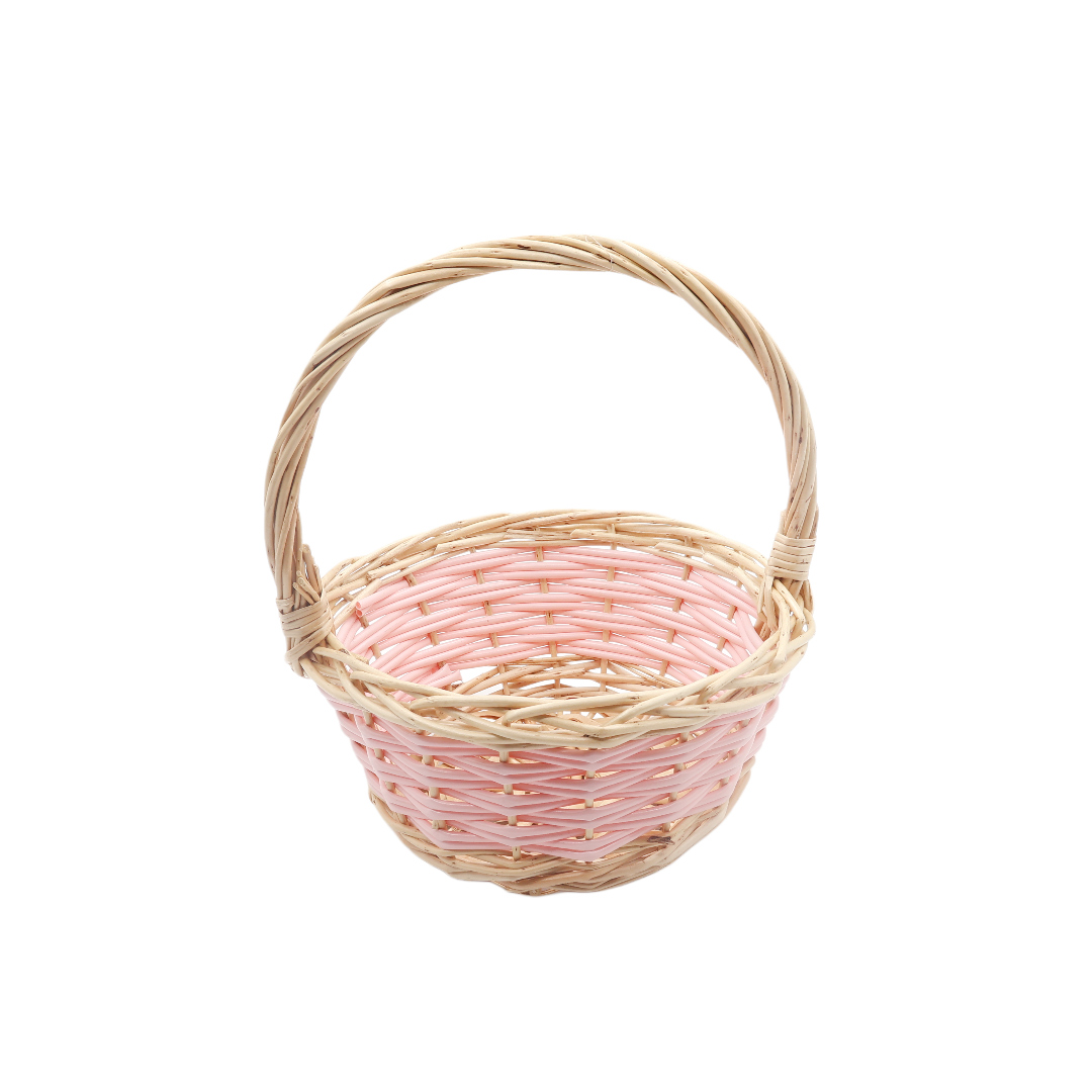 Плетёная корзина M21-286-1, лоза, розовый, 23.7x22.5x27.2 см