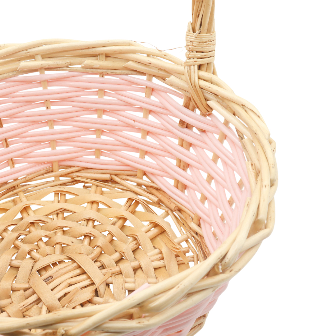 Coș împletit M21-286-2, lozie, roz, 28.5x29.3x32 cm - thumbs image 3
