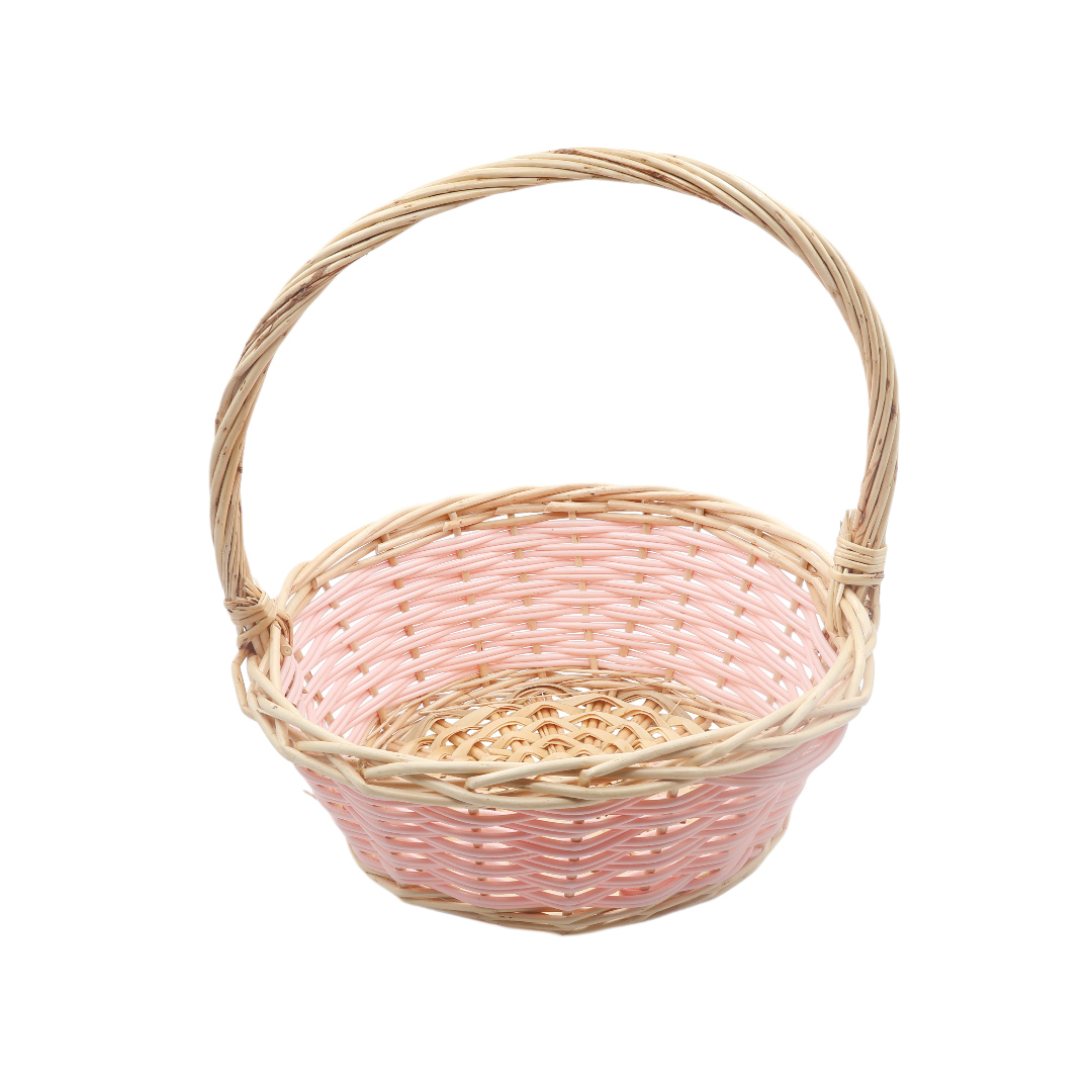 Плетёная корзина M21-286-3, лоза, розовый, 35.2x33.2x38.1 см