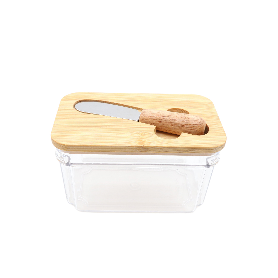 Untieră cu capac din bambus și lopățică M27-80, plastic, 12 x 7 x 7.5 cm