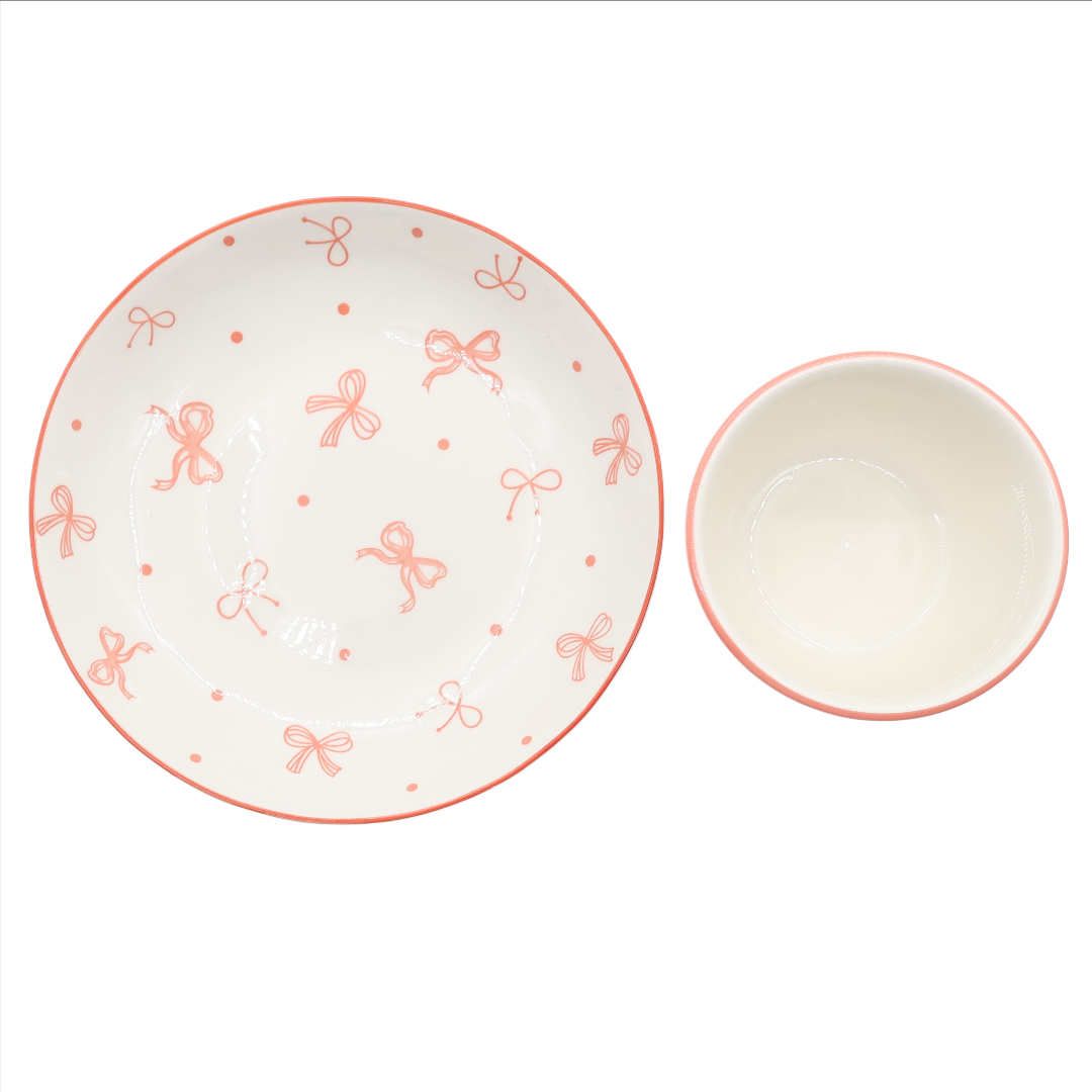 Set 5 boluri M26-220, ceramică, imprimeu fundițe, 11.5 x 5.7 cm / 20 x 3.7 cm - thumbs image 2