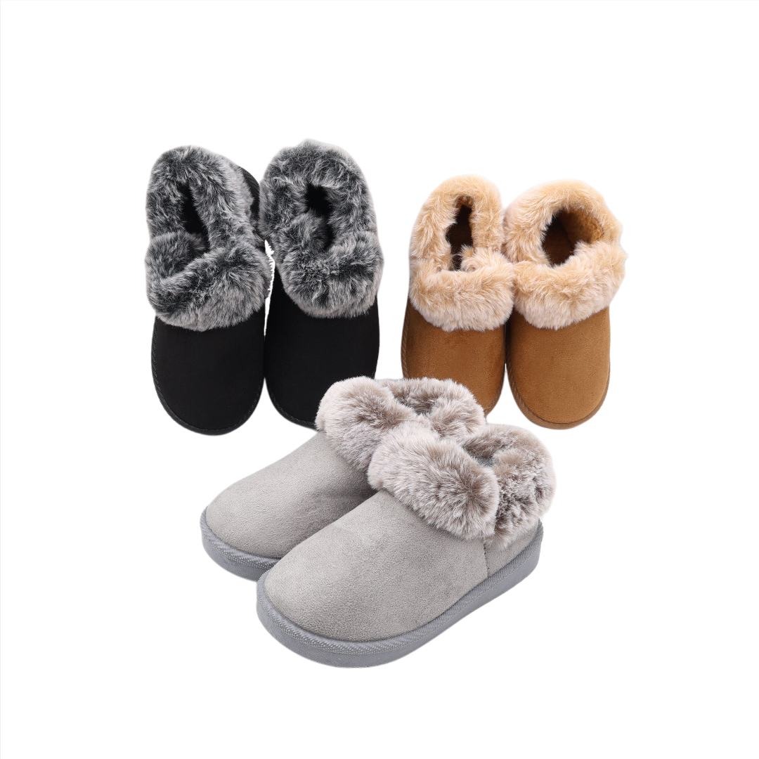 Papuci pentru copii M26-464, cu blănță, textil Nubuc, talpa PVC, multicolor, marimea 25 - 30