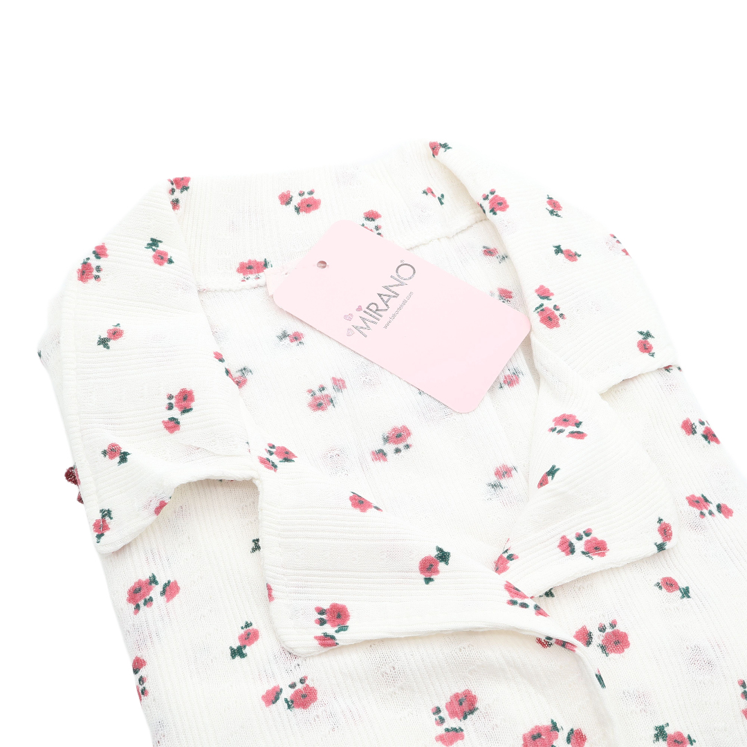 Pijama pentru dame Mirano, maiou cu pantaloni, 1703, albă cu flori roz, M-L-XL - thumbs image 2