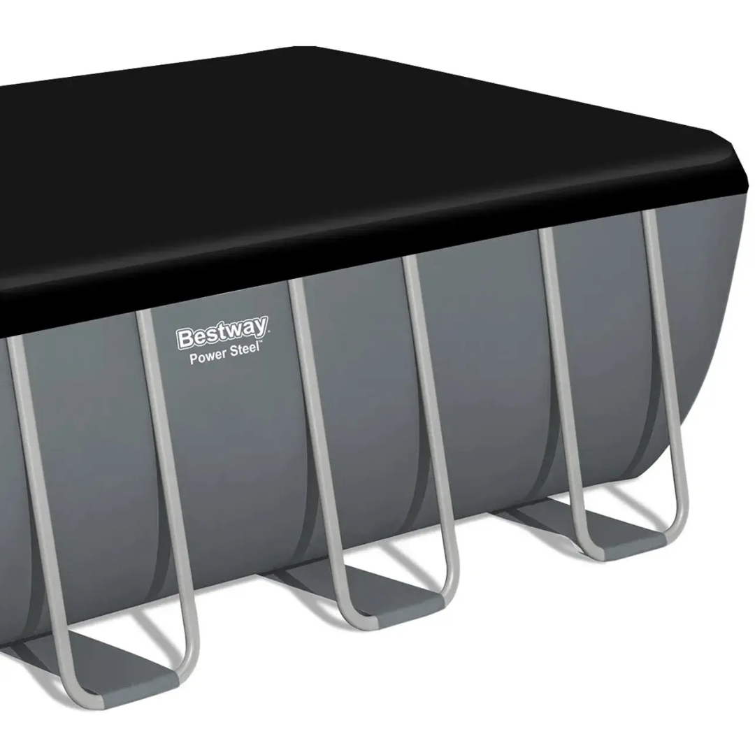 Piscină cu cadru metalic Bestway M25-68, gri, supraterană, cu pompa de filtrare + scara + prelata, 11 532 L,  4.88 m x 2.44 m x 1.22 m - thumbs image 3