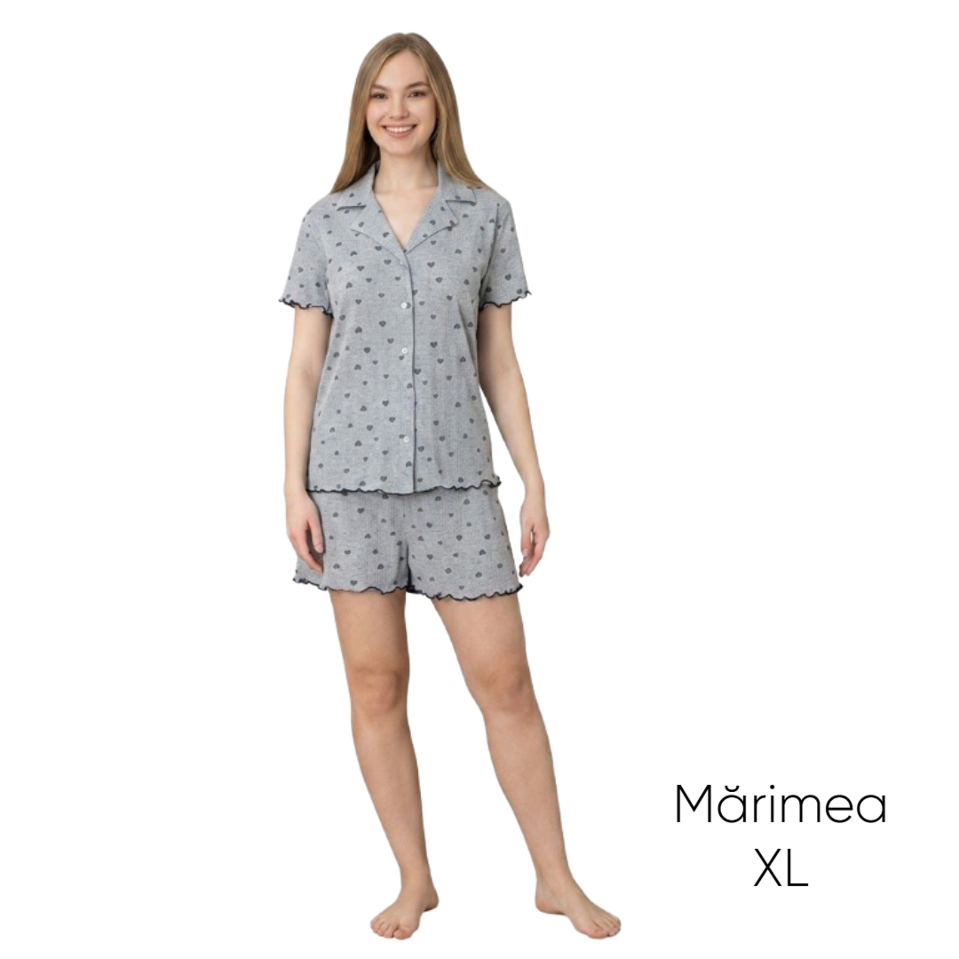 Pijama pentru dame Mirano, maiou cu șorți, 1804, sur cu inimioare, M-L-XL - XL