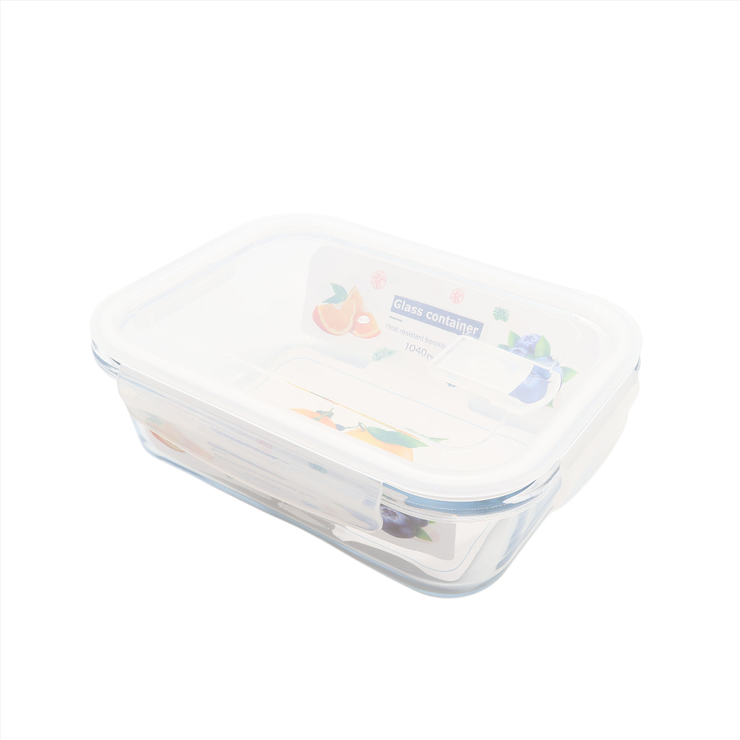 Container din sticlă cu capac ermetic, M27-168, 1040 ml, 20 x 15 x 6,8 cm
