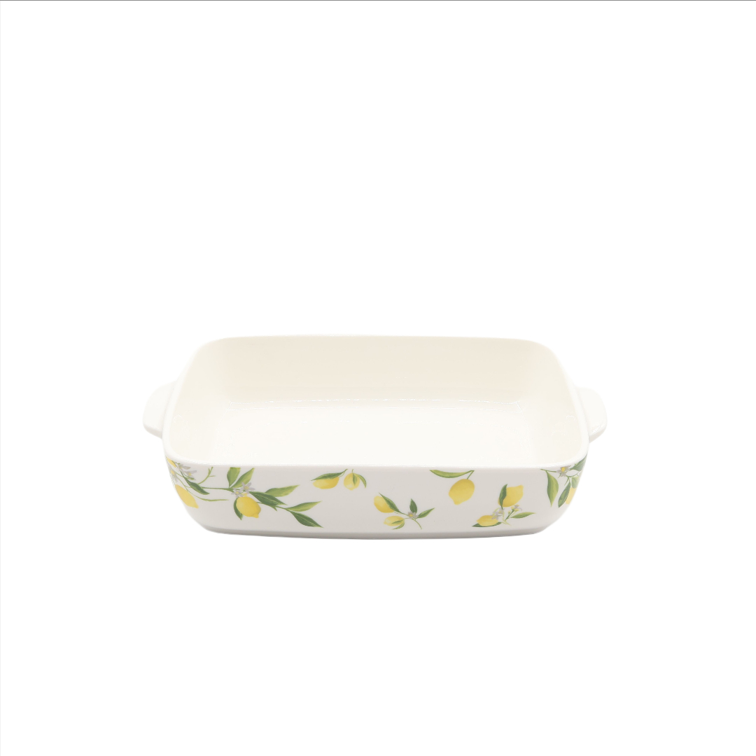Tavă pentru copt M26-188, ceramică, imprimeu lamâie, pătrată, 1000 ml, 25.2 x 14.8 x 5.5 cm