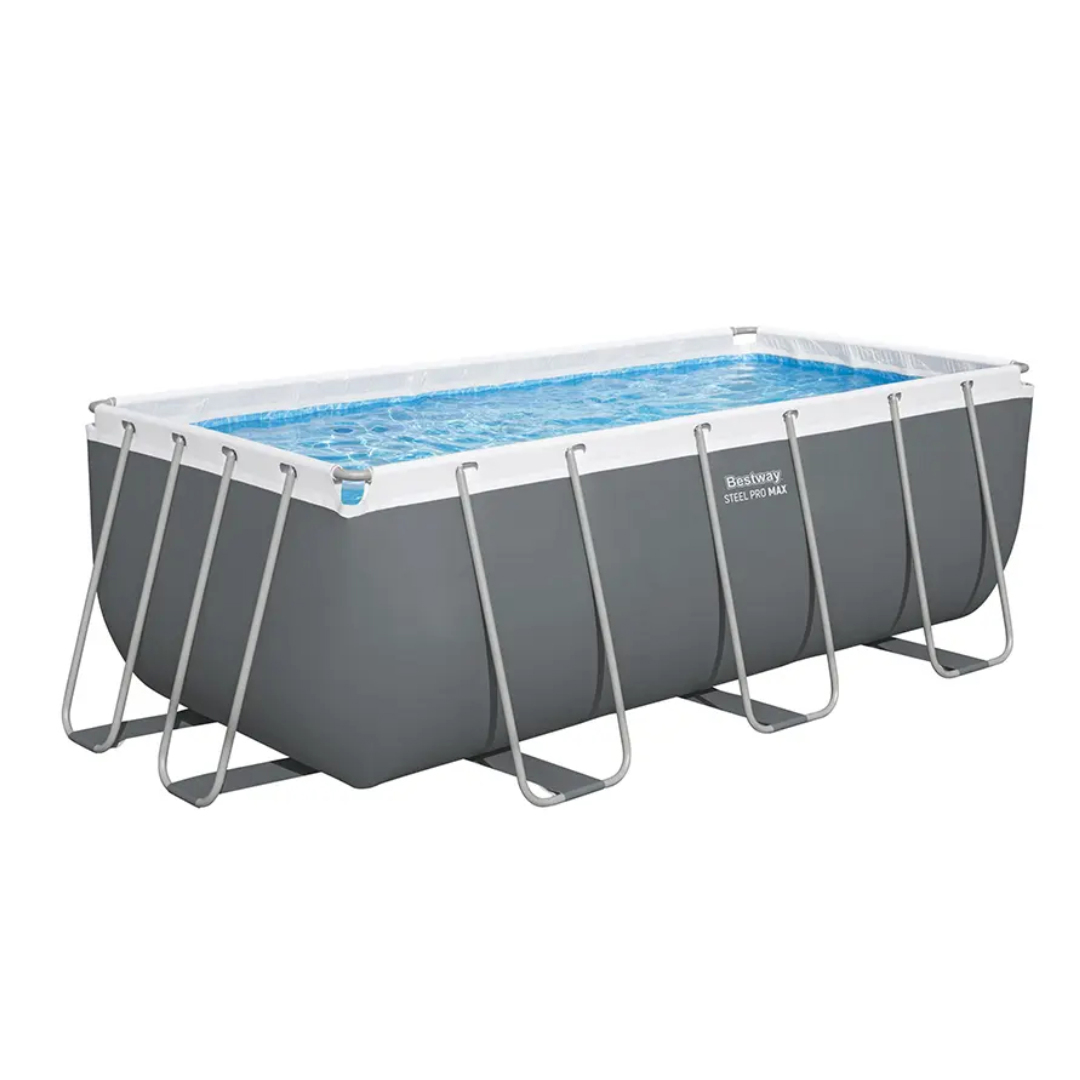 Piscină cu cadru metalic Bestway M25-65, gri, supraterană, cu pompă de filtrare + scara, 8124 L,  4.12 m x 2.01 m x 1.22 m - thumbs image 2