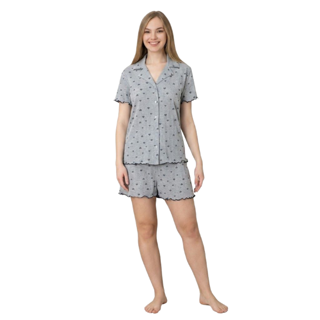 Pijama pentru dame Mirano, maiou cu șorți, 1804, sur cu inimioare, M-L-XL
