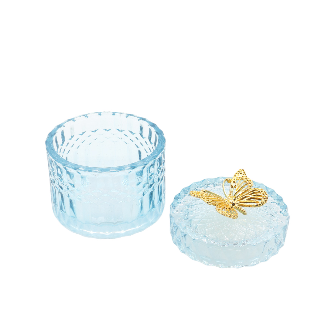 Декоративная банка "Золотая бабочка" M20-169, стекло, синий, 10.6x9 см - thumbs image 2