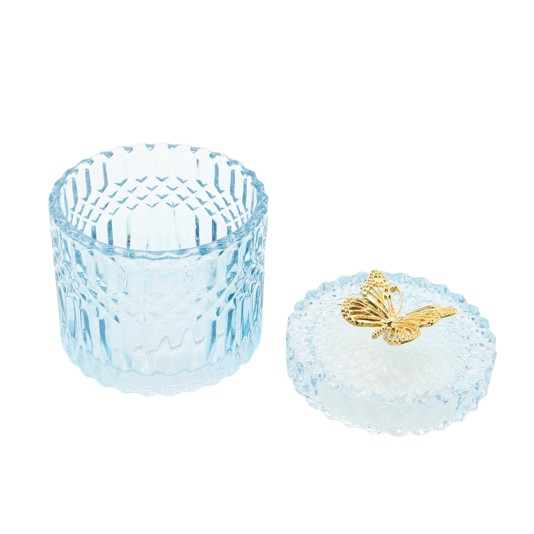 Декоративная банка "Золотая бабочка" M20-170, стекло, синий, 12.5x10.7 cm - thumbs image 2